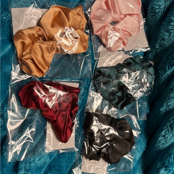 Set of Satin Hair Scrunchies in Assorted Colors - Picture 1 of 1